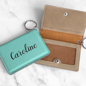Teal Leatherette Keychain Wallet