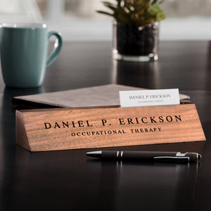 Desk Name Plate with Slot - Walnut - 9.9"