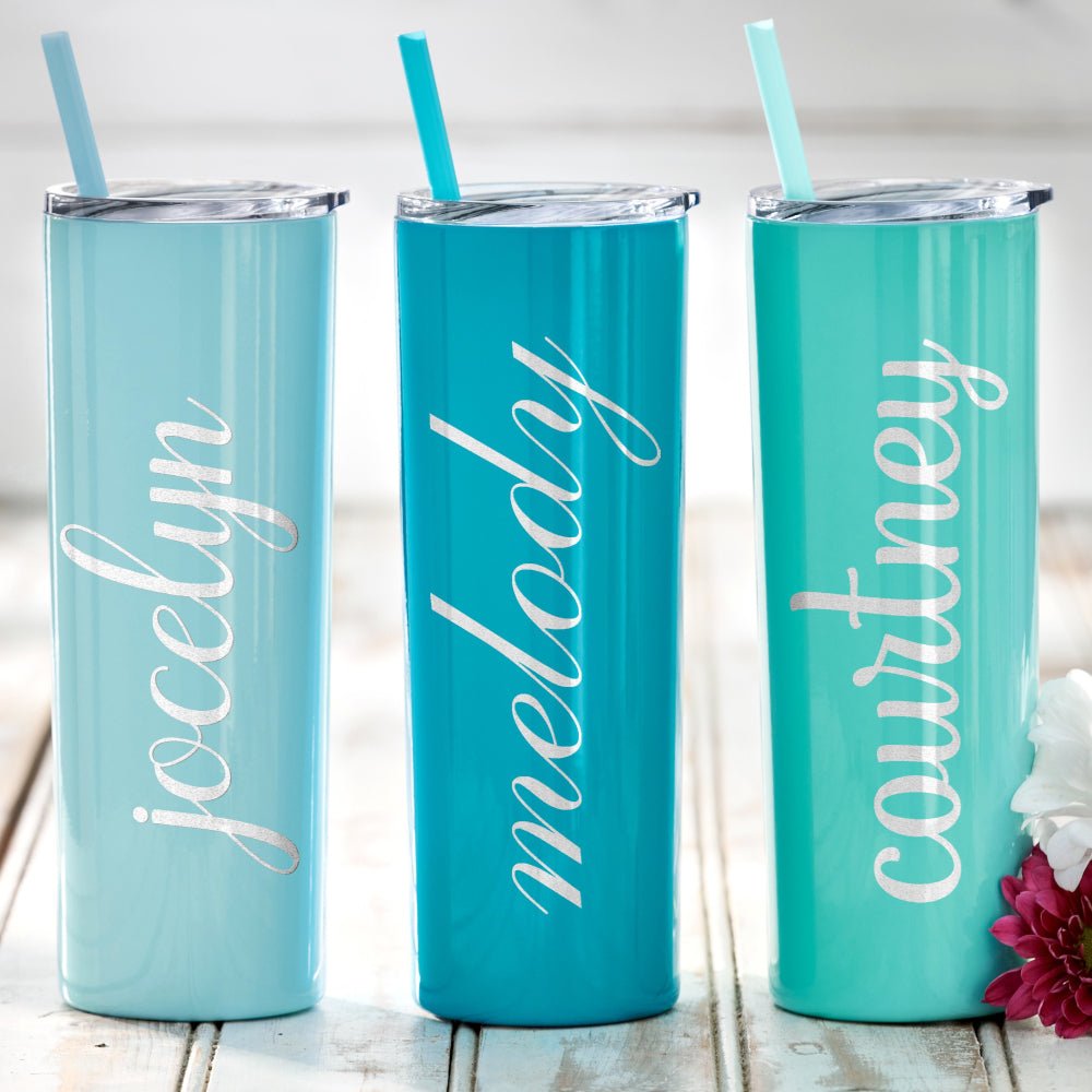 Personalized Tall Metal Tumblers with Lid and Straw Bridesmaid