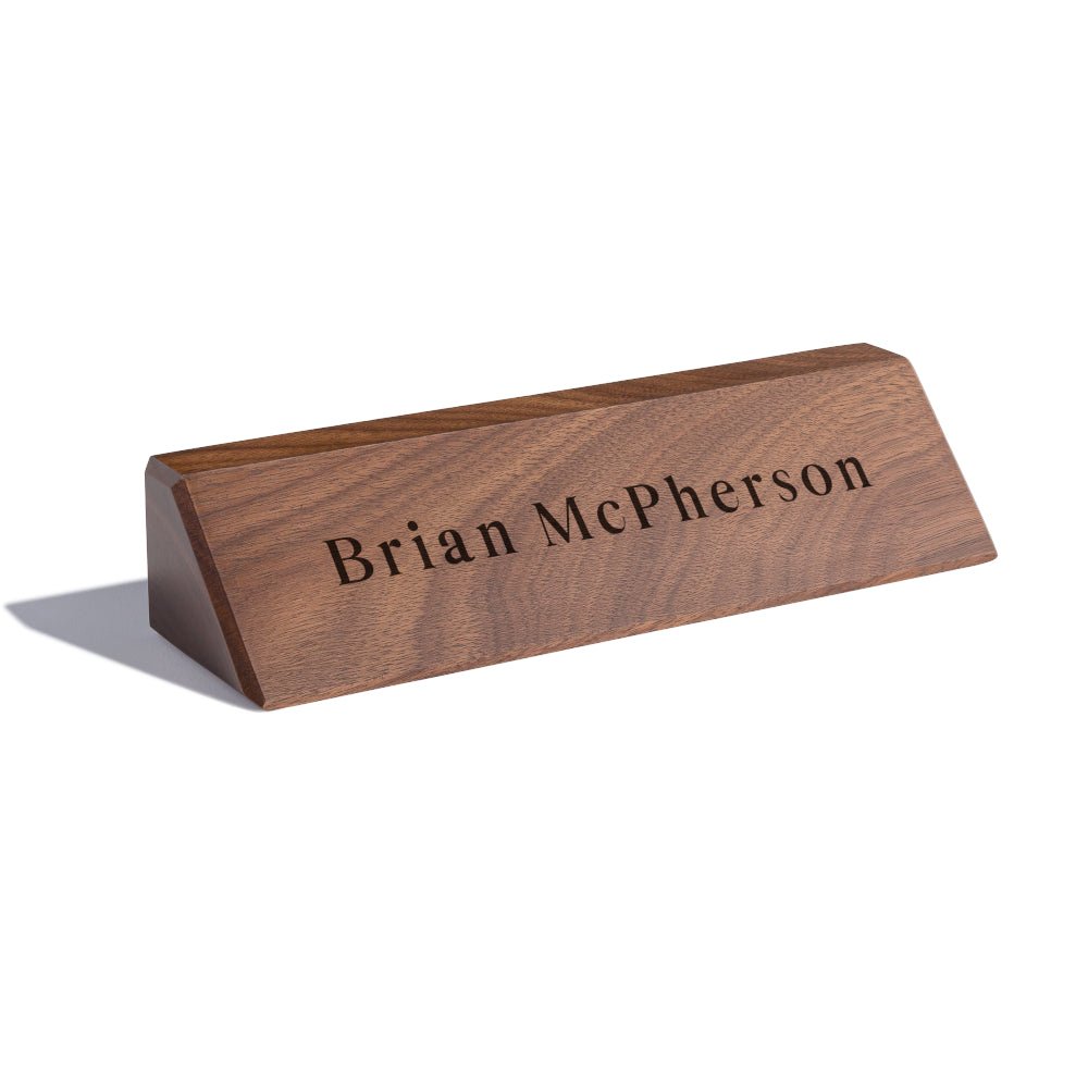Engraved Brass Name Plate on Solid Walnut Wood Plaques