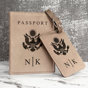 Leatherette Passport Cover - Black with Silver
