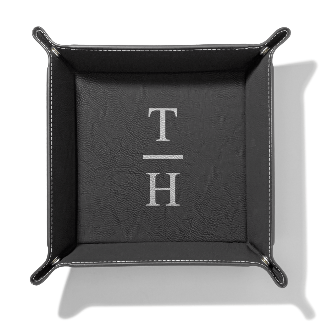 Leatherette Dice Tray - Black & Silver