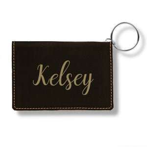 Black with Champagne Gold Leatherette Keychain Wallet
