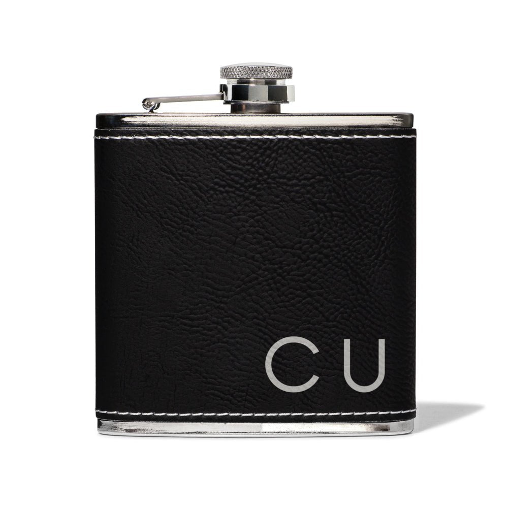 Black with Silver Leatherette Flask