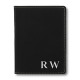 Leatherette Passport Cover - Black with Silver