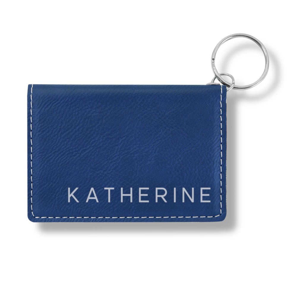 Monogram Keychain Wallet (Choice of Color) Personalized ID Card Holder  Custom Engraved Vegan Leather