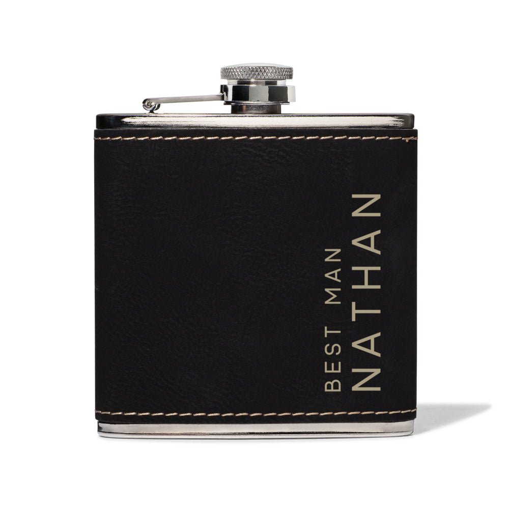 Black with Champagne Gold Leatherette Flask
