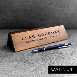 Wooden Desk Name Plate - Walnut - 8.5"