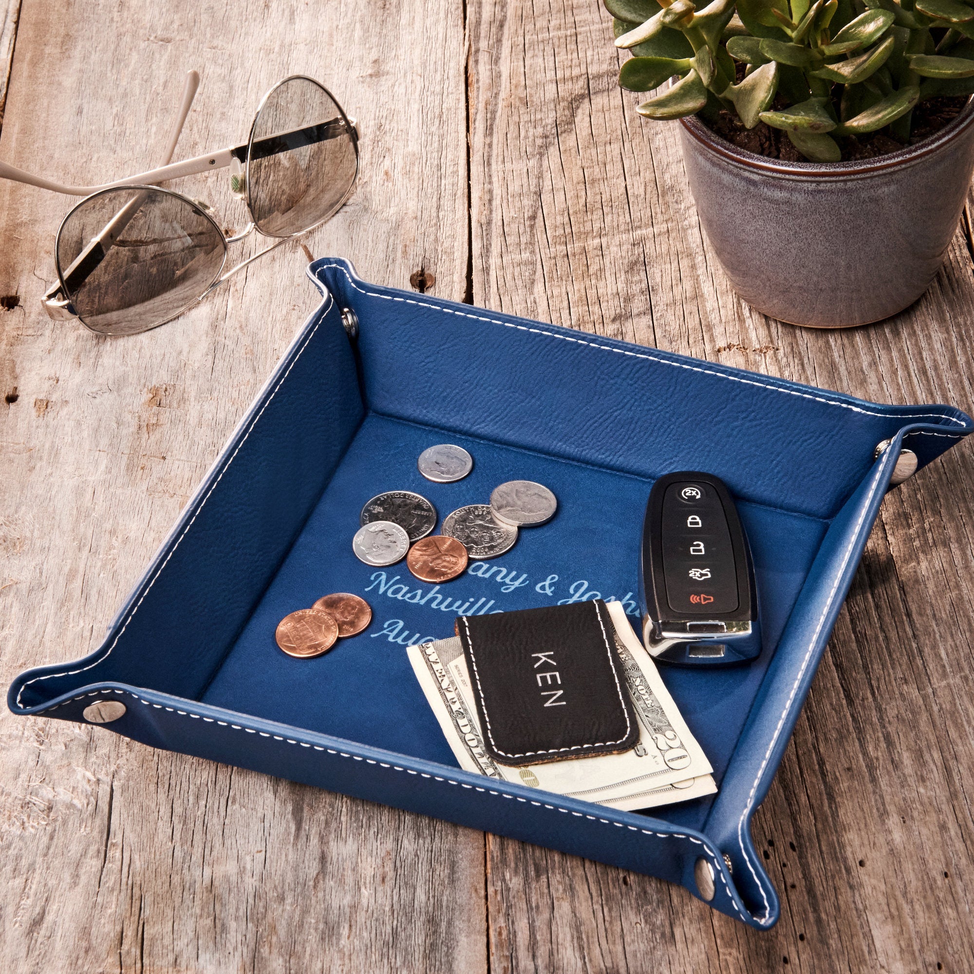 Personalized Perlinger Togo Custom Valet Tray Leather Tray 