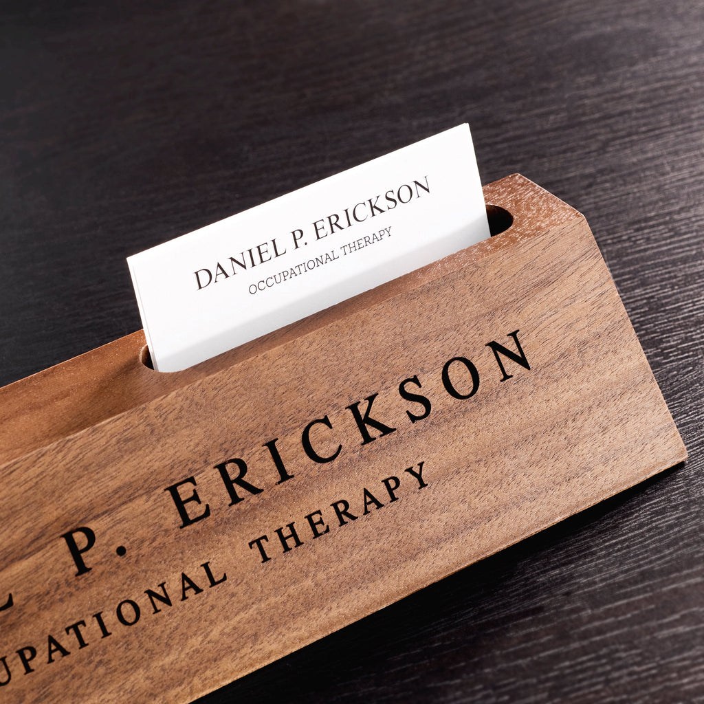 Desk Name Plate with Slot - Walnut - 9.9"