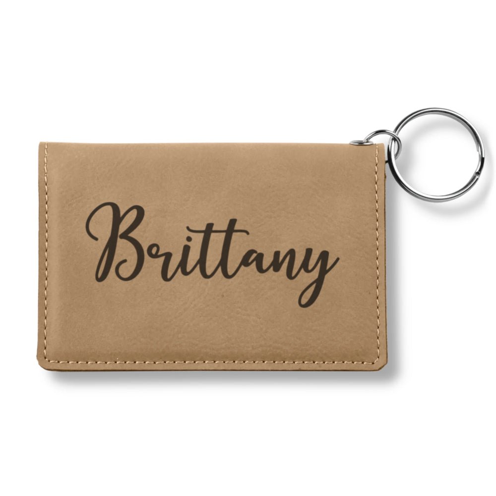 Engraved Leatherette Wallet with Name and Initial